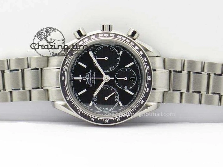 0228 Cozy Speedmaster Racing 40mm SS Black Dial On SS Bracelet A7750 ( Free Rubber Strap ) 8252